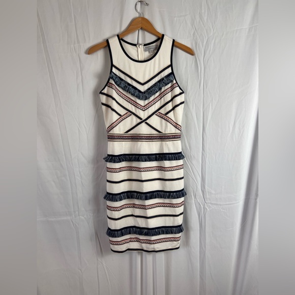 Adelyn Rae- Blue and White Fringe Dress - Picture 3 of 7